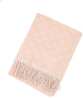 Liu Jo Roze Logo Jacquard Franje Sjaal Liu Jo , Pink , Dames - ONE Size