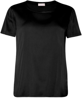 Liu Jo Satijnen T-shirt met Zijsplitten Liu Jo , Black , Dames - M,S