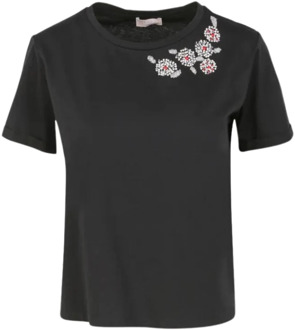 Liu Jo Stijlvolle T-shirt voor mannen en vrouwen Liu Jo , Black , Dames - Xl,L,M,S,Xs