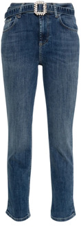 Liu Jo Straight Jeans met Strass Riem Liu Jo , Blue , Dames - W27,W29,W30,W28