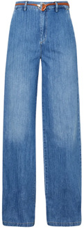 Liu Jo Wijde spijkerbroek met gevlochten riem Liu Jo , Blue , Dames - W27