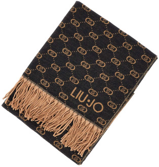 Liu Jo Zwarte Jacquard Lurex Logo Sjaal Liu Jo , Black , Dames - ONE Size