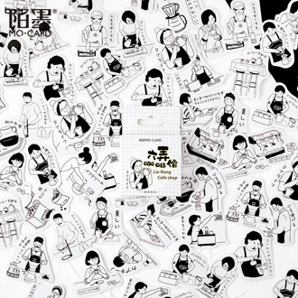 Liu nong coffee shop series Decorative Stationery mini Stickers set Scrapbooking DIY Diary Album Stick Lable