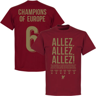 Liverpool Allez Allez Allez Champions of Europe 6 T-Shirt - Chili Rood - XXL