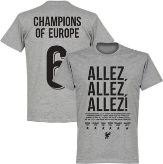Liverpool Allez Allez Allez Champions of Europe 6 T-Shirt - Grijs - XL