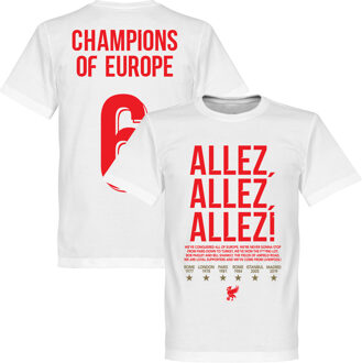 Liverpool Allez Allez Allez Champions of Europe 6 T-Shirt - Wit