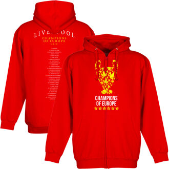 Liverpool Trophy Champions of Europe Squad 2019 Zipped Hoodie - Rood