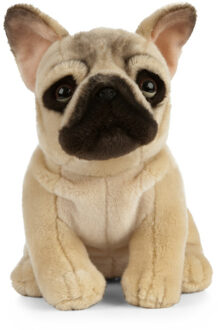 Living nature Creme Franse Bulldog honden speelgoed knuffel 25 cm