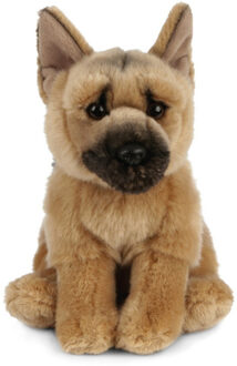 Living nature Duitse Herder honden knuffel - pluche - 20 cm - speelgoed - hondenknuffel Bruin