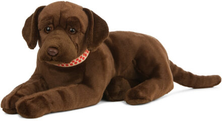 Living nature Knuffel Labrador - bruin - honden knuffeldier - liggend - 60 cm - pluche