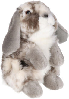 Living nature konijn knuffel - grijs - pluche - 19 cm - hangoor konijn - speelgoed