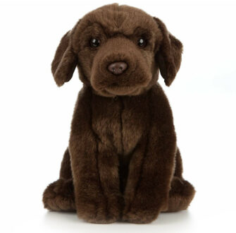 Living nature Labrador knuffel - 25 cm - Pluche - bruin - hond/honden knuffel - speelgoed