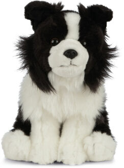 Living nature Pluche Border Collie honden knuffel 20 cm speelgoed Zwart