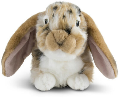 Living nature Pluche bruin/wit hangoor konijn knuffel 30 cm speelgoed