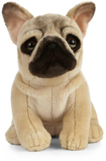 Living nature Pluche Franse Bulldog - beige - 25 cm - hond/honden - knuffel - speelgoed Bruin