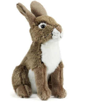 Living nature Pluche konijn/haas knuffel zittend 30 cm speelgoed Bruin