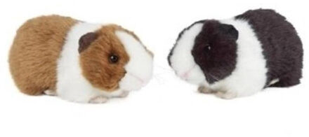 Living nature Set van 2x pluche Cavia knuffeldieren met geluid 20 cm - Knuffel huisdieren Bruin