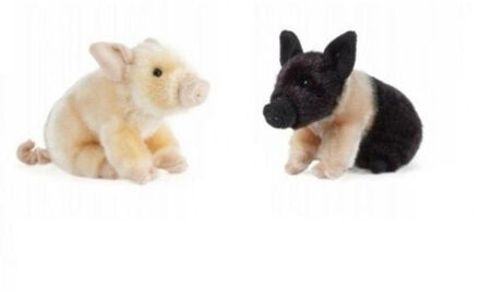 Living nature Set van 2x pluche varkens knuffels 20 cm Roze