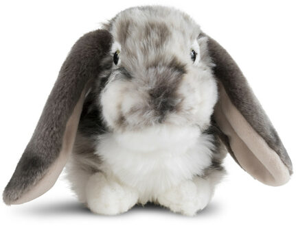 Living nature Speelgoed knuffel konijntje grijs/wit 30 cm