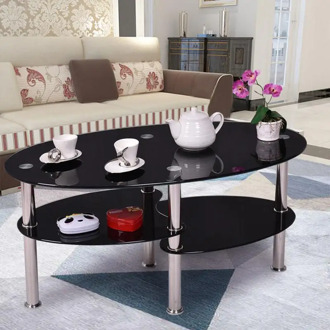 Living Room Coffee Tables Storage Table 90 * 50 * 43cm Tempered Glass Modern Home Living Room Sofa Round Table HWC