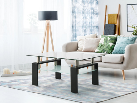 Living Room Furniture Double Layer Rectangle Glass Coffee Table Clear Home Furniture Side Table Coffee Table For Living Room