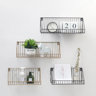 Living Room Storage Rack Decorative Rack Wind Iron Grid Wall Rack Creative Home Living Room Kitchen Bathroom Wall Storage Rack