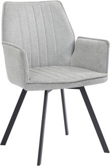 Livingfurn Eetkamerstoel Louise Grey - Stof / Gecoat Staal - 1 stuk Grijs