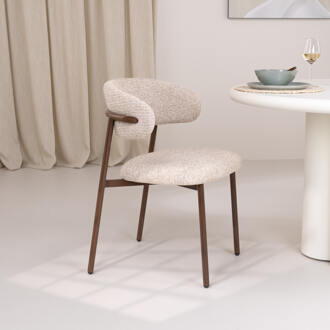 Livingfurn Eetkamerstoel 'Micah' Stof en walnoot, kleur Hush