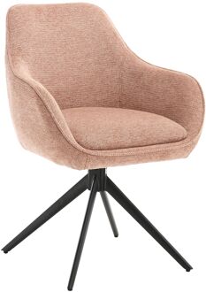 Livingfurn Eetkamerstoel Thomas Brique - Roze - Stof - Set van 2