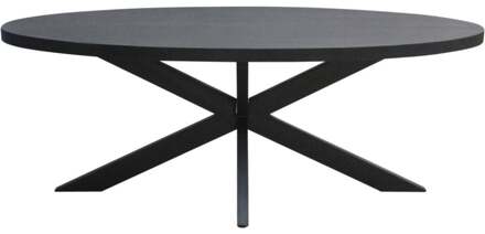 Livingfurn Eetkamertafel Kala Oval Spider 180 cm - Mangohout / Gecoat Staal Zwart