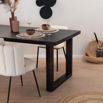 Livingfurn Moderne Eetkamertafel Kala - U-Poten - 200 cm - Zwart