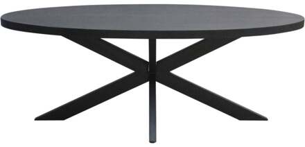 Livingfurn Ovale Eettafel 'Kala Spider' Mangohout en staal, 180 x 90cm, kleur zwart - 180 x 90 cm
