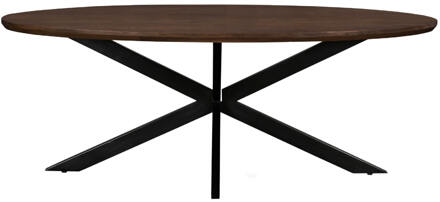 Livingfurn Ovale Eettafel 'Lifestyle' Mangohout, 210 x 110cm, kleur Donkerbruin