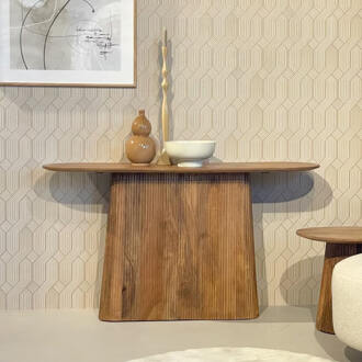 Livingfurn Ovale Sidetable 'Salvator' Mangohout, 140cm, kleur Bruin