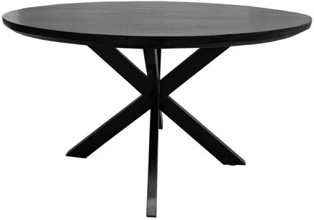 Livingfurn Ronde Eettafel 'Jesper' Mangohout, 120cm, kleur Zwart - 120 cm