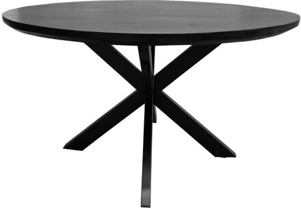 Livingfurn Ronde Eettafel 'Jesper' Mangohout, 130cm, kleur Zwart - 130 cm