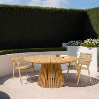 Livingfurn Ronde Tuintafel 'Cindo' Teakhout, 120cm - 120 cm