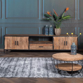 Livingfurn TV Meubel Sturdy 220 cm - Mangohout | Gecoat Staal