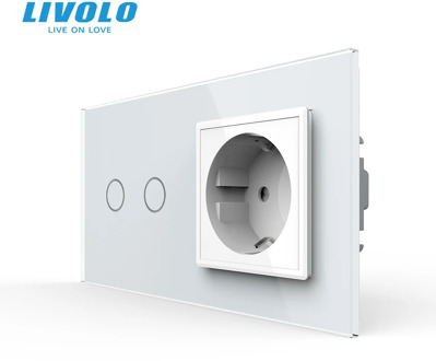 Livolo 16A EU standard Wall Power Socket with Touch Switch, AC220~250V,7 colors Crystal Glass Panel, C702-C7C1EU-11,no logo