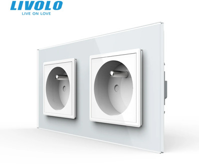 LIVOLO 16A French Standard, Wall Electric / Power Double Socket / Plug, Crystal Glass Panel,C7C2FR-11/12/13/15, no logo