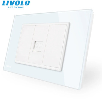 Livolo AU/US standard one gang Computer Socket Tel plate, With WhitePearl Crystal Glass, SATV,tv plugs,sound audio socket