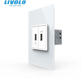 Livolo C9 US Standard 45mm Luxurious Telephone Com TV SATV aiduo socket, white Pearl Crystal Glass panel, socket plugs