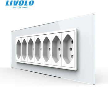 Livolo C9 USAU Standard 157.5mm Luxurious 7gang Socket With Pearl Crystal Glass ,Brazil socket,SATV,TV,COM,Tel,USB plugs