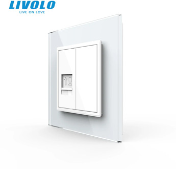 Livolo EU standard Computer Wall Outlet Plug Socket CAT6 type, internet plugs, Crystal Glass Panel,single double design