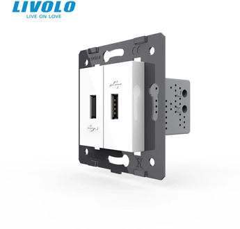 Livolo EU Standard DIY Parts Plastic Materials Function Key,White Color, 2 Gang For USB Socket,VL-C7-2USB-11 (4 Colors)
