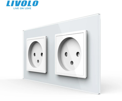 Livolo EU Standard double Israel Power Socket, Glass Panel,AC 100~250V 16A Wall Power Socket,C7C2IL-11/12/13/15(4colors),no logo