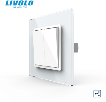Livolo EU standard Luxury Crystal Glass Panel, Two Gangs,2 Way Push Button Home Wall Switch, C7K2S-11/12,no logo,key pad cross