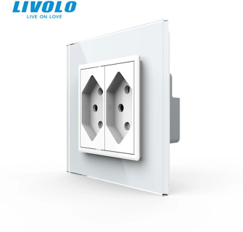 Livolo EU Standard two gang Switzerland Power Socket, colorful Crystal Glass Panel,switzerland 10A double Wall Power Socket