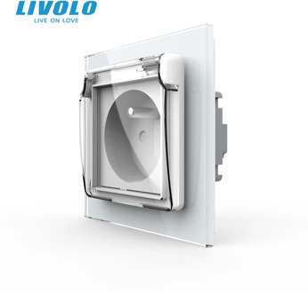 Livolo French 16A Standard Power Socket,Crystal Glass Panel,3 hold plug with middle pin, 16A in-wall poewer plugs