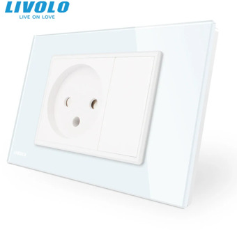 Livolo Israel Power Socket Sensor ,White/Black Crystal Glass Panel, AC 110~250V 16A Wall Power Israel Socket, VL-C9C1IL-11/12